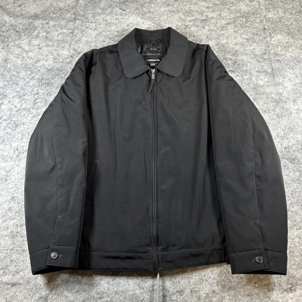 Vintage Liz Claiborne Poly Tech Jacket Men's 2XL Black Inside Full Zip Pockets